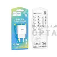 Блок питания сетевой 1 USB HOCO C106A Leisure, 2.1A, цвет: белый (1/36/216)