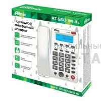 Стационарный телефон, RITMIX RT-550 white, АОН, FSK/DTMF, спикерфон, вход 3,5мм AUX, особый режим «Детский звонок»