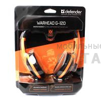 Наушники игровые Defender Warhead G-120 накладные, черный/оранжевый Наушники игровые Defender Warhead G-120 накладные, черный/оранжевый